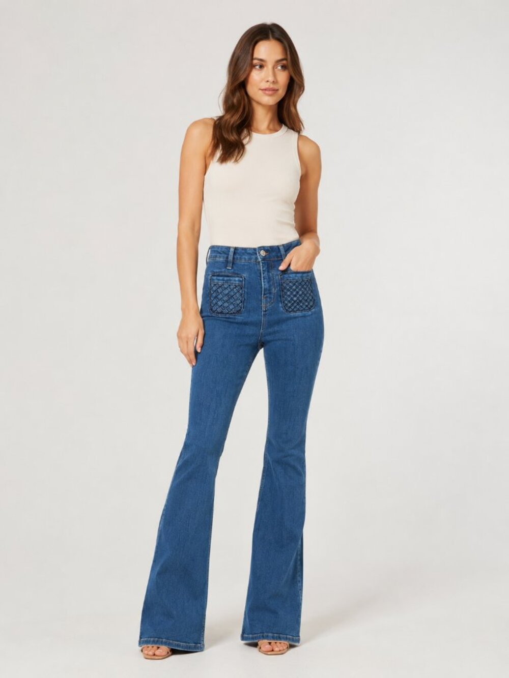 Derek Lam 10 Crosby Denim Woven Pocket High Rise Flare Jeans 25